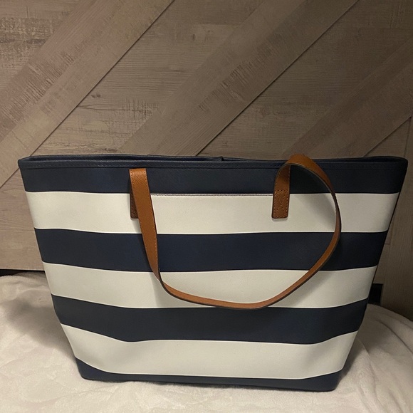 Michael Kors Blue and White Striped Tote - Picture 2 of 7